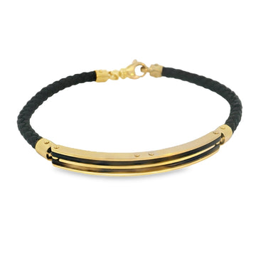 18kt Yellow Gold Ceramic and Leather Bracelet