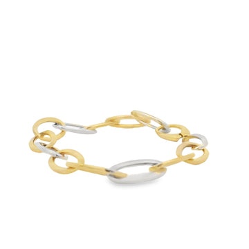18kt Yellow and White Gold Oval Link Alternating Bracelet