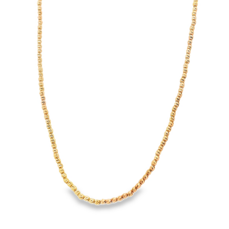 18kt Pink Gold 16 Inch Diamond Cut Ball Necklace