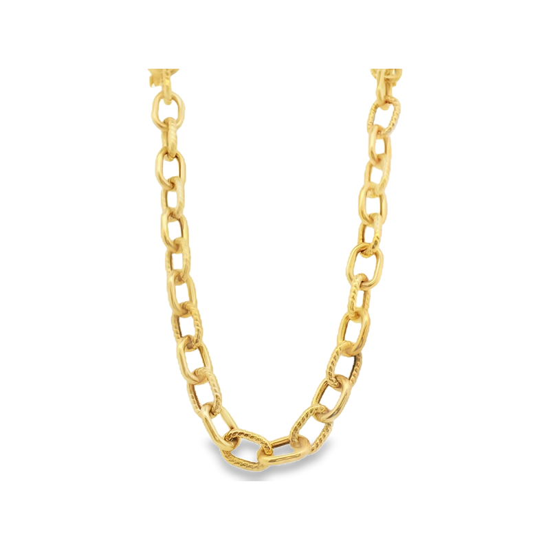 14kt Yellow Gold Large Oval Alternate Braid High Polish Chain