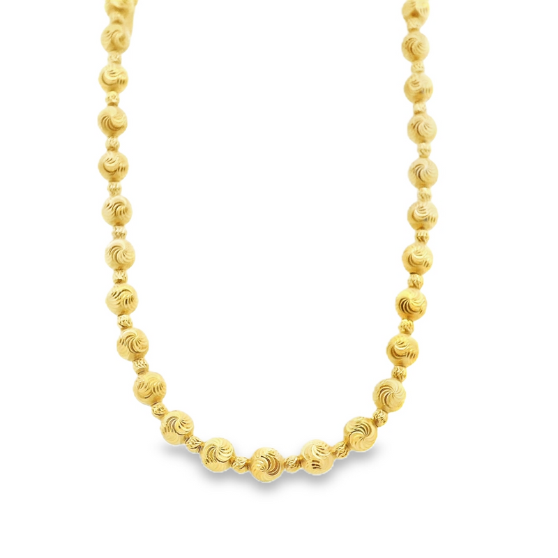 18kt Yellow Gold 6mm/3mm Diamond Cut Ball Necklace