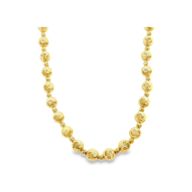 18kt Yellow Gold 18 Inch 6mm/3mm Diamond Cut Ball Necklace