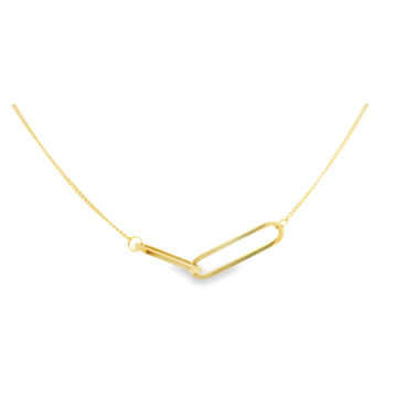 18kt Yellow Gold Curb Chain 2 Paper Clip Link Necklace