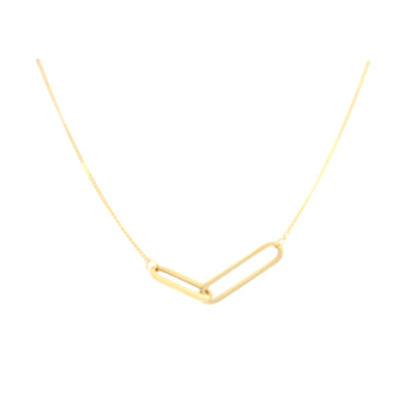18kt Yellow Gold Curb Chain 2 Paper Clip Link Necklace