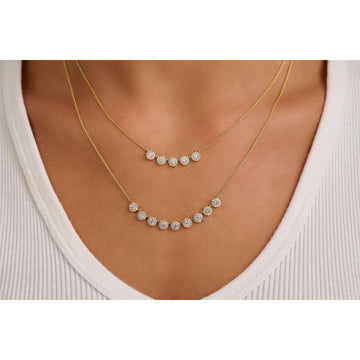 14kt White Gold 9 Dangle Halo Necklace