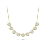 14kt White Gold 9 Dangle Halo Necklace