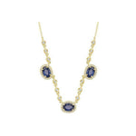 14kt Yellow Gold Blue Sapphire Diamond Bezel Necklace