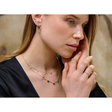 14kt Yellow Gold Blue Sapphire Diamond Bezel Necklace