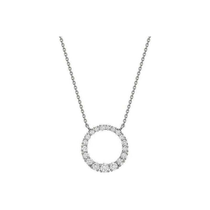 14kt White Gold Graduated Circle of Life Diamond Necklace