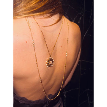 18kt Pink Gold Flower Pearl Diamond Pendant Necklace