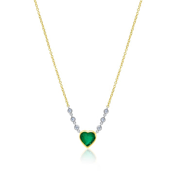 14kt Yellow Gold Emerald Dainty Heart Necklace