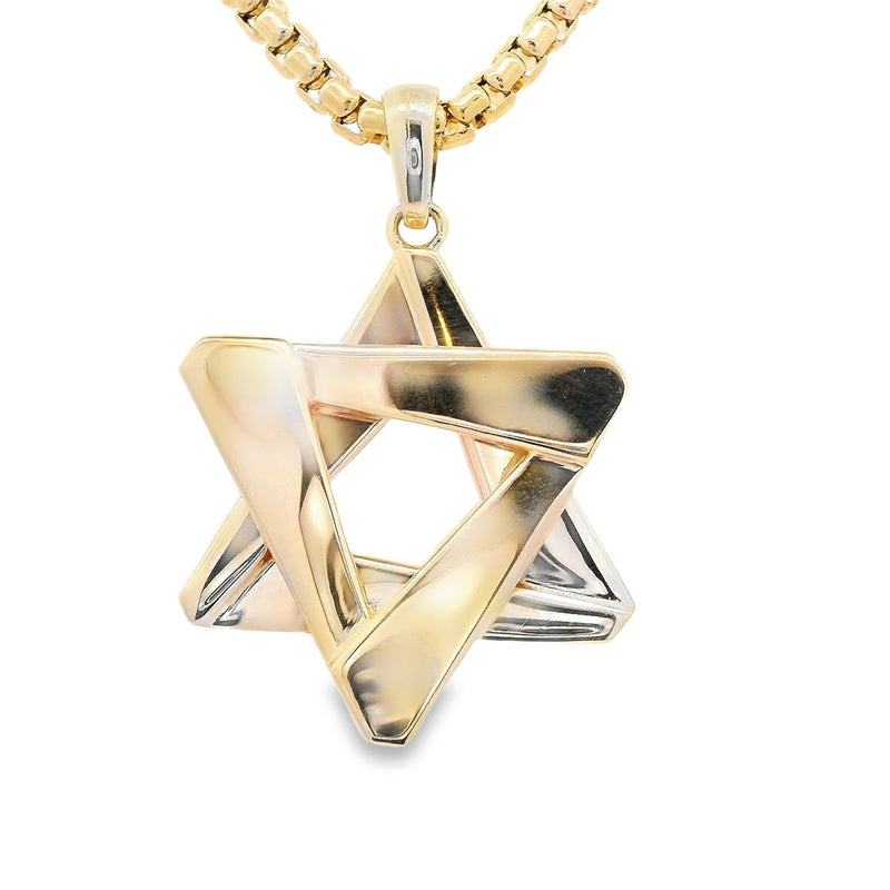 14kt Yellow Gold Star of David Tapered Triangles 24MM Pendant