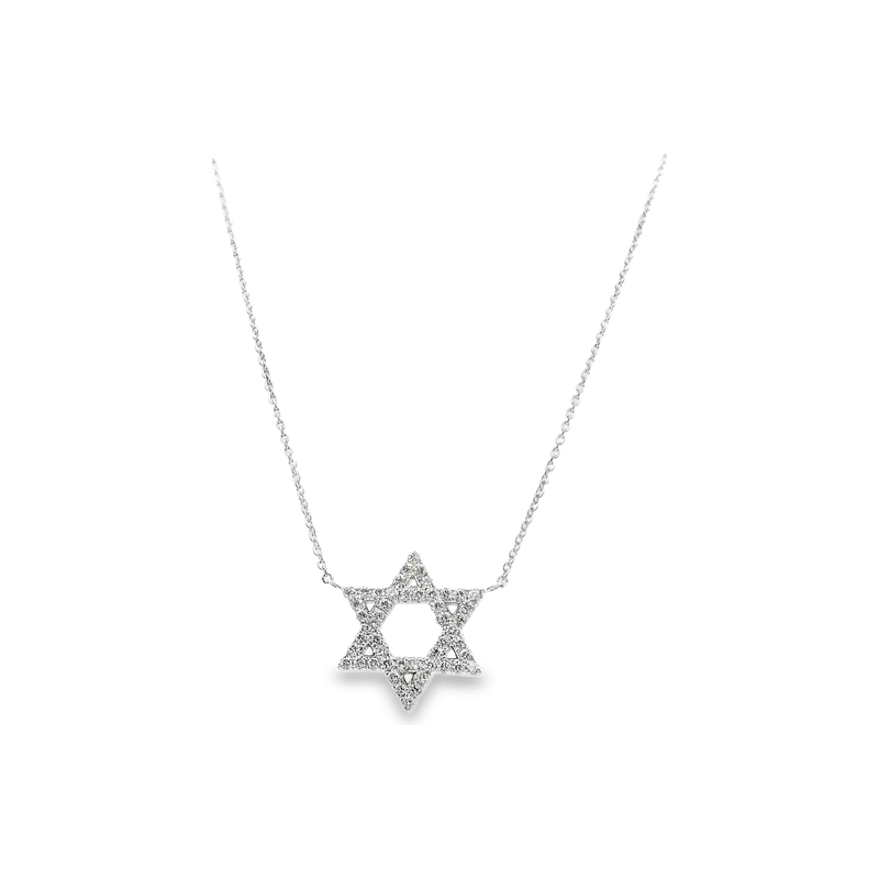 18kt White Gold Diamond 16mm 0.36ct Star of David