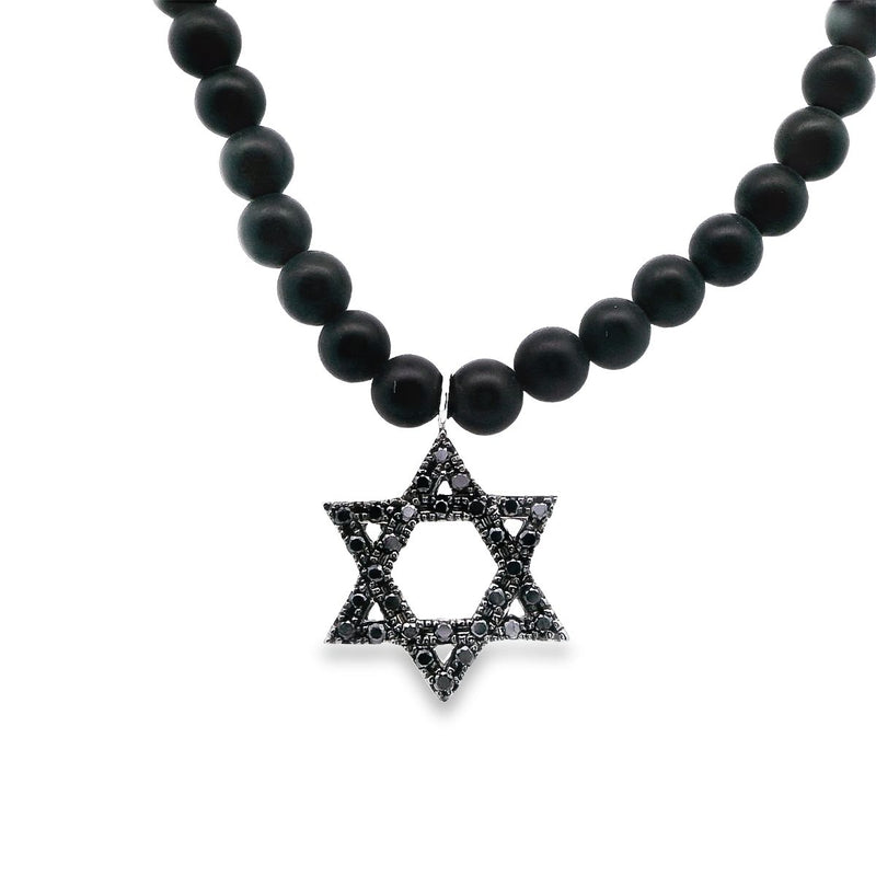 14kt Black Diamond Star of David Necklace