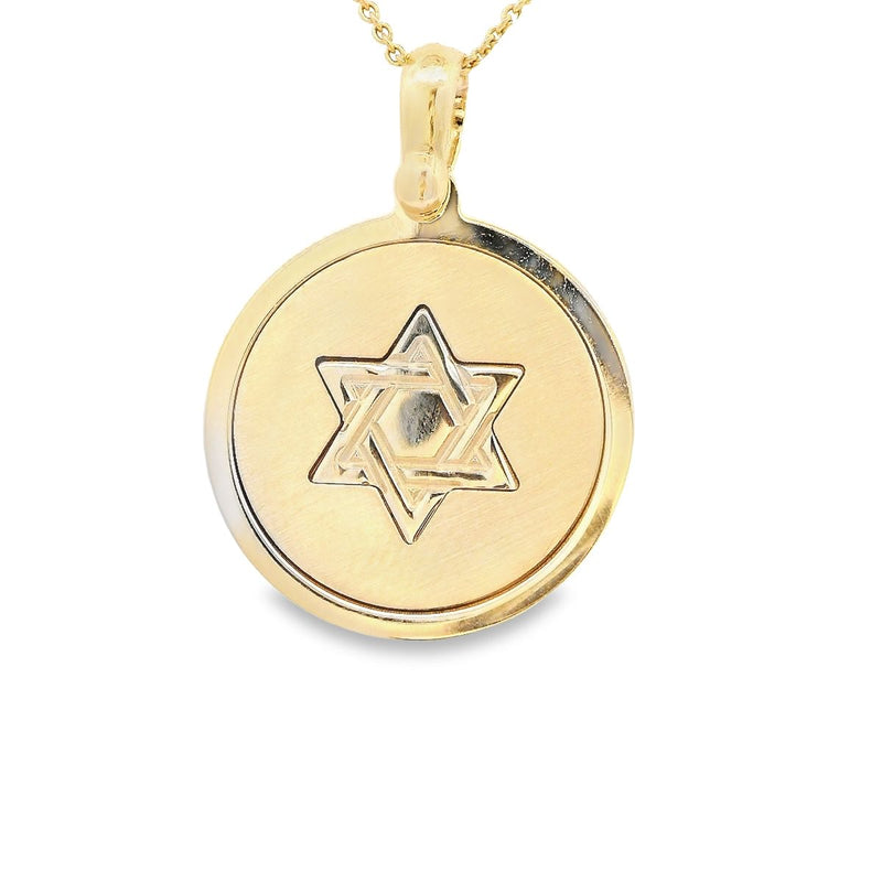 14kt Yellow Gold Framed Star of David 18MM Pendant