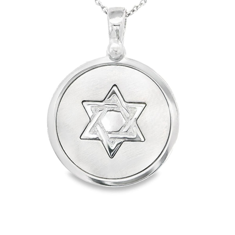 14kt White Gold Framed Star of David 18MM Pendant