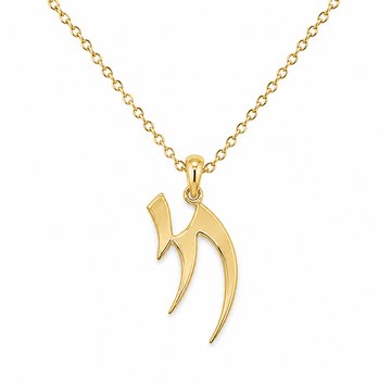 14kt Yellow Gold Angled Modern Chai Pendant