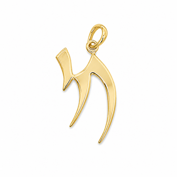14kt Yellow Gold Angled Modern Chai Pendant