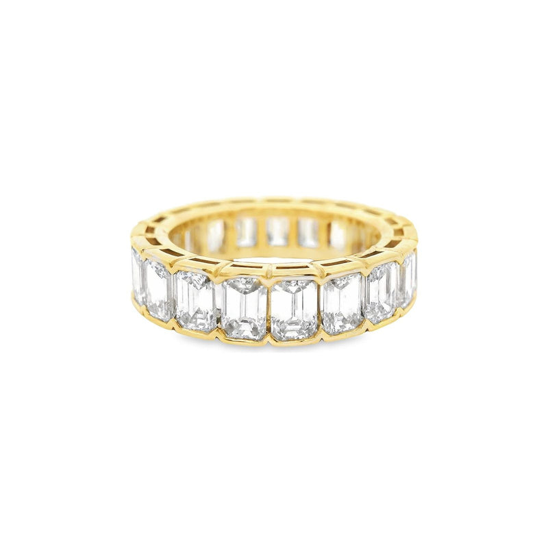 18kt Yellow Gold Half Bezel Emerald Diamond Eternity Band