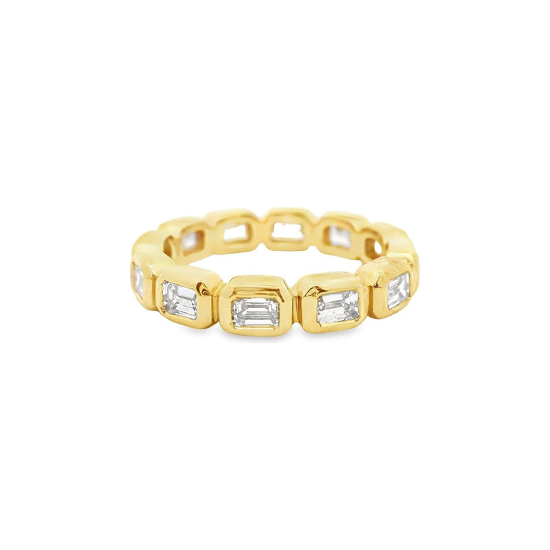 18kt Yellow Gold Baguette East-West Bezel Emerald Diamond Eternity Band