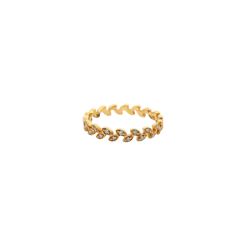 18kt Yellow Gold Diamond Leaf Eternity Band