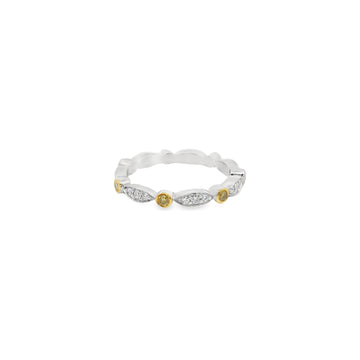 18kt White Gold Yellow Round Brilliant and Marquise Diamond Eternity Band