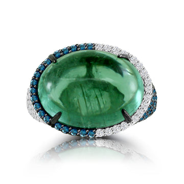 18kt White Gold Indicolite Tourmaline Diamond Ring