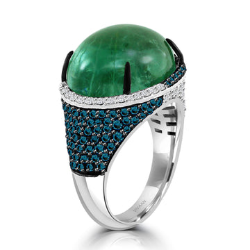 18kt White Gold Indicolite Tourmaline Diamond Ring