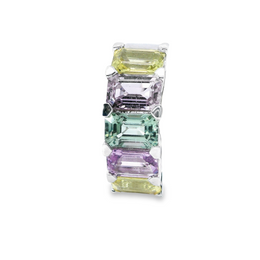 18kt White Gold 5 Stone Emerald Cut Sapphire Ring
