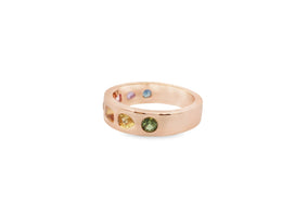 18kt Rose Gold Rainbow Sapphire Gypst Ring