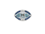 18kt White Gold Aquamarine Sapphire and Diamond Halo Ring