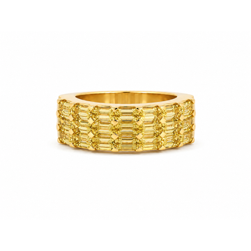 18kt Yellow Gold Three Row Yellow Sapphire Semi Eternity Band