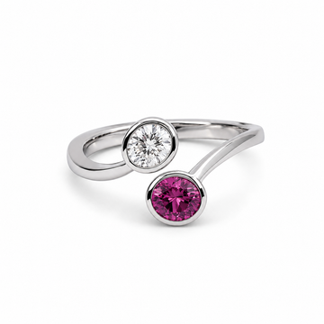 18kt White Gold Crossover Spinel & Diamond Bezel Ring