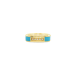 18kt Yellow Gold Flat Top Turquoise Enamel Five Stone Ring