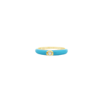 18kt Yellow Gold Domed Turquoise Enamel 1 Stone Ring