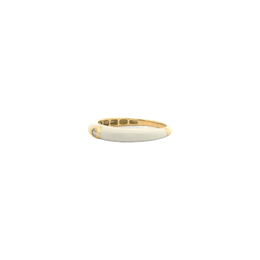 18kt Yellow Gold Domed White Enamel 1 Stone Ring