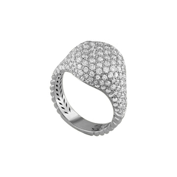 18kt Gold Braided Pavé Diamond Signet Ring