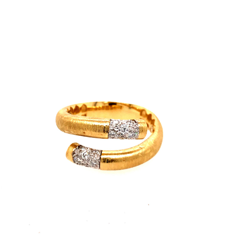 18kt Yellow Gold Satin Bypass Diamond Ring