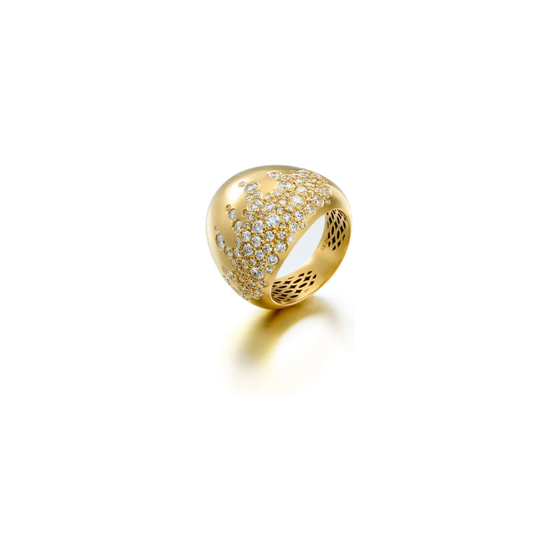 18kt Yellow Gold Diamond Domed Gypsy Set Ring