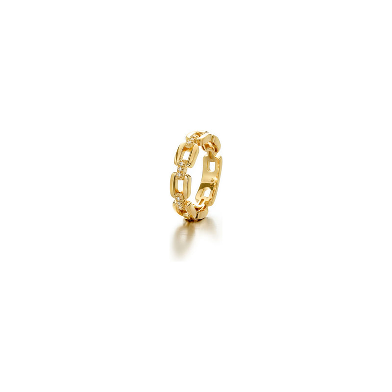 18kt Yellow Gold Diamond Curb Link Ring