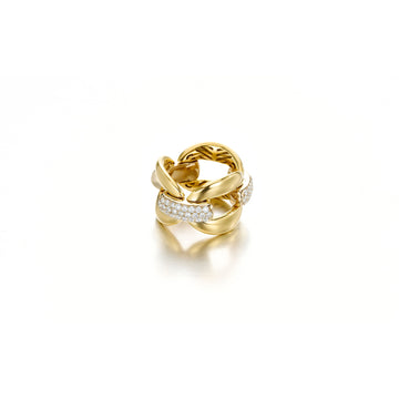 18kt Yellow and White Gold Stretch Curb Link Diamond Ring