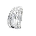 18kt White Gold 4 Row Crossover Ring