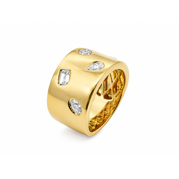 18kt Yellow Gold Multi-Diamond Gypsy Ring