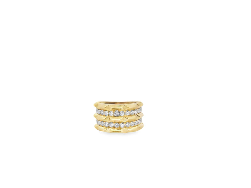 18kt Yellow Gold Rectangular Prism Diamond Ring