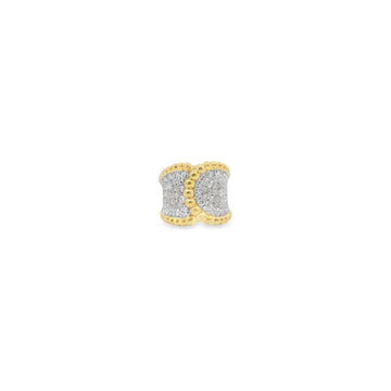18kt Yellow Gold Beaded Pave Ring