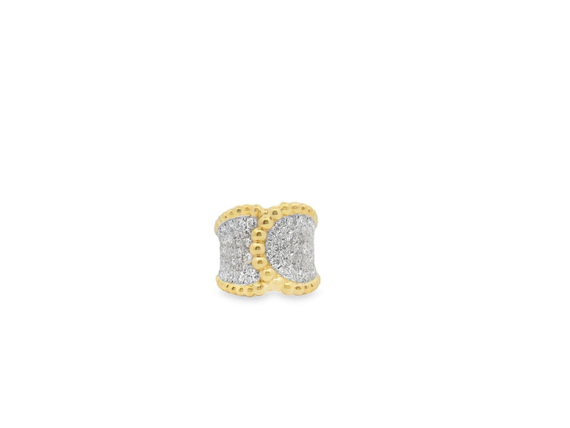 18kt Yellow Gold Beaded Pave Ring