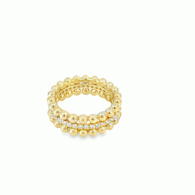 18kt Yellow Gold Ball Diamond Pavé Ring