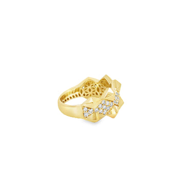 18kt Yellow Gold Spike Ring with Pave Diamond Center