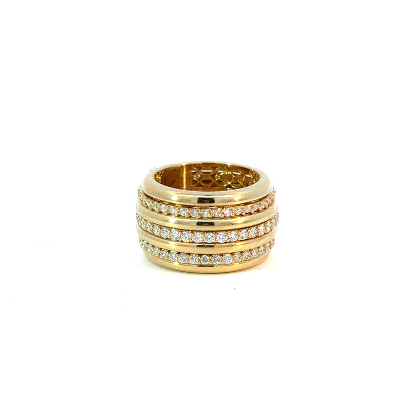 18kt Yellow Gold 3 Row Moving Diamond Ring