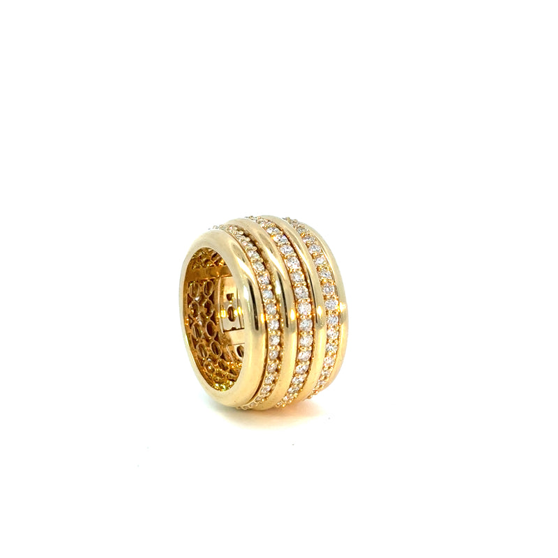 18kt Yellow Gold 3 Row Moving Diamond Ring